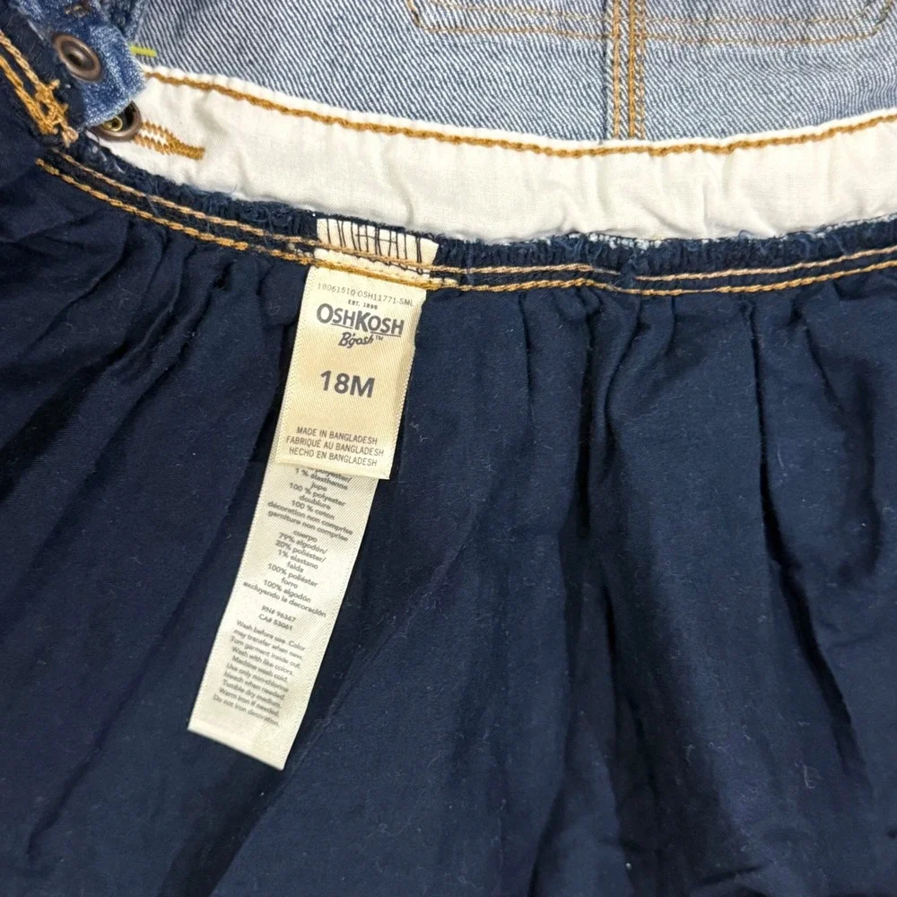 OshKosh Bgosh Girls 18M Denim Jumper Dress Navy Blue Glitter Tulle Tutu Skirt